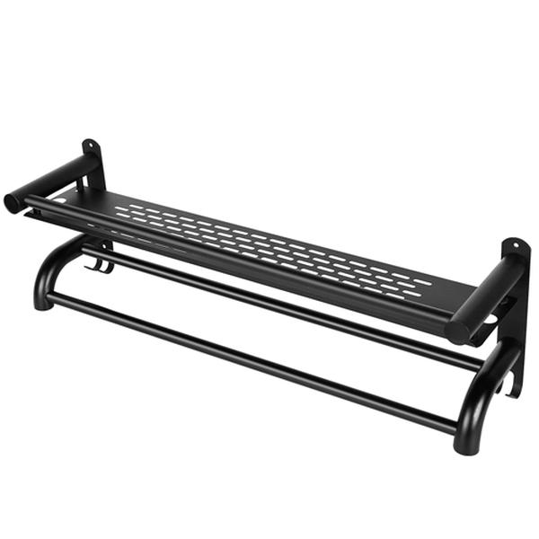 Picture of Fresh Fab Finds FFF-GPCT3143 2 Tier Wall Mounted Rack Bar Rail Towel Holder with Nail Free Stickers&#44; Black