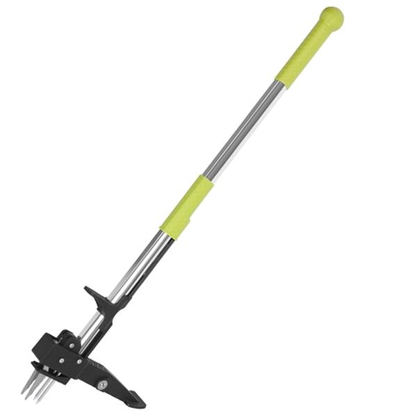 38.97 in. Aluminum Weed Puller Without Bending, Kneeling, Manual Weed Remover Tool with 4 Claws for Lawn, Green