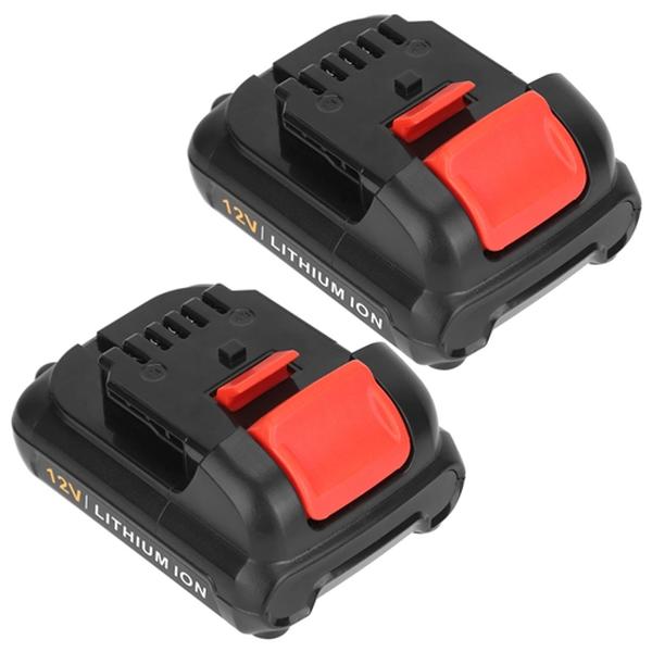 Picture of Fresh Fab Finds FFF-GPCT3636 12V Li-Ion Power Tool Battery Replacement Compatible with Dewalt DCB123 DCB127 DCB122 DCB124 DCB121 DCB120 DCB125&#44; Black - Pack of 2