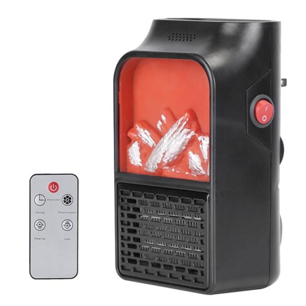 FFF-800W-GPCT4520 800W Plug-In Space Wall Outlet Heater with 360 Rotatable Plug Adjustable Temperature 2 Wind Speeds Remote Control, Black
