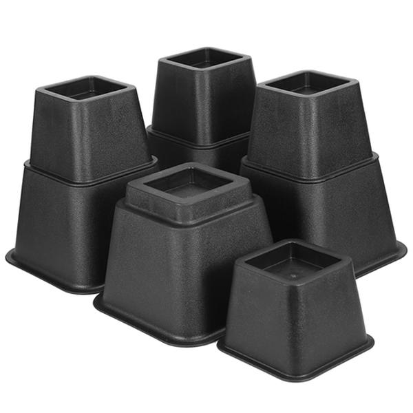 FFF-8Pcs-GPCT2067 1100 lbs Capacity Bed Lifters Adjustable Couch Table Chair Risers, Black - 8 Piece