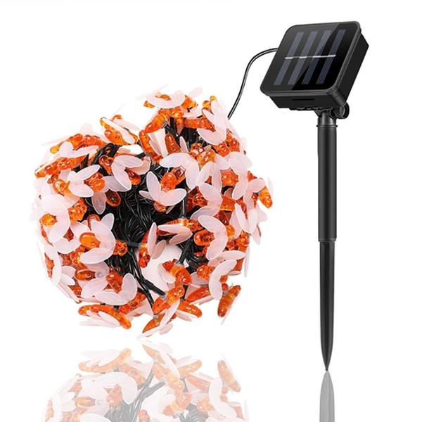 Picture of Fresh Fab Finds FFF-Warm-GPCT1914 Solar String Bee Lights 30 Honeybees LED Fairy Solar Lights 8 Lighting Modes IP65 Waterproof Decorative Lamps&#44; Black