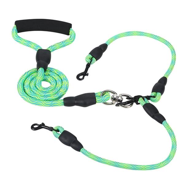 Picture of Fresh Fab Finds FFF-Green-GPCT2075 Double Dogs Leash No-Tangle Dogs Lead Reflective Dogs Walking Leash with Swivel Coupler Padded Handle&#44; Green