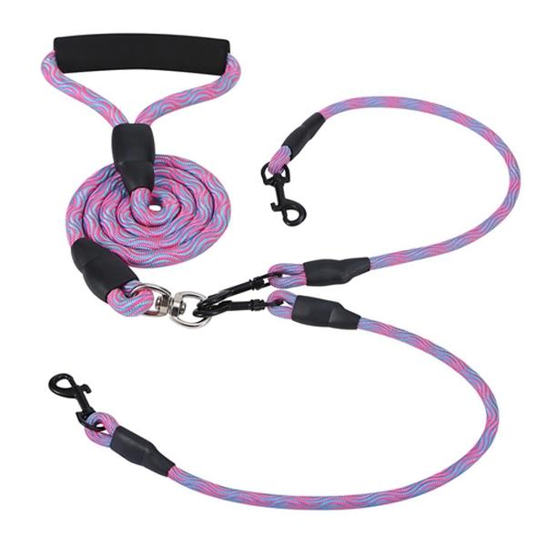 Picture of Fresh Fab Finds FFF-Pink-GPCT2075 Double Dogs Leash No-Tangle Dogs Lead Reflective Dogs Walking Leash with Swivel Coupler Padded Handle&#44; Pink