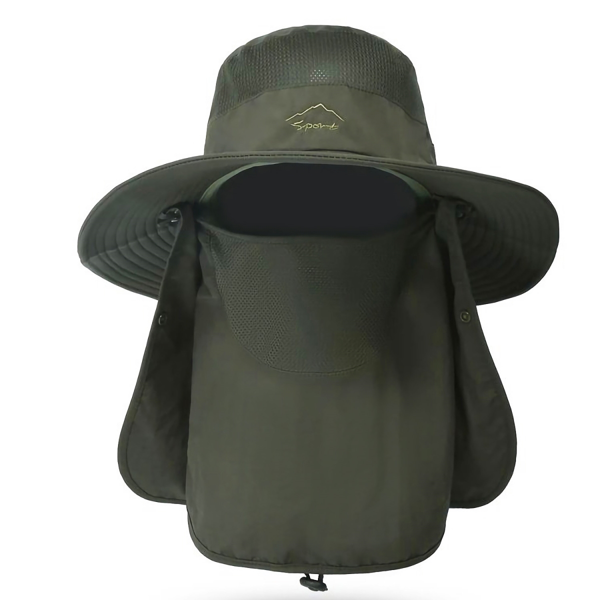 Picture of Fresh Fab Finds FFF-AGreen-GPCT2477 Wide Brim Breathable Unisex Sunlight-Proof Removable Neck Face Fishing Cap&#44; Green