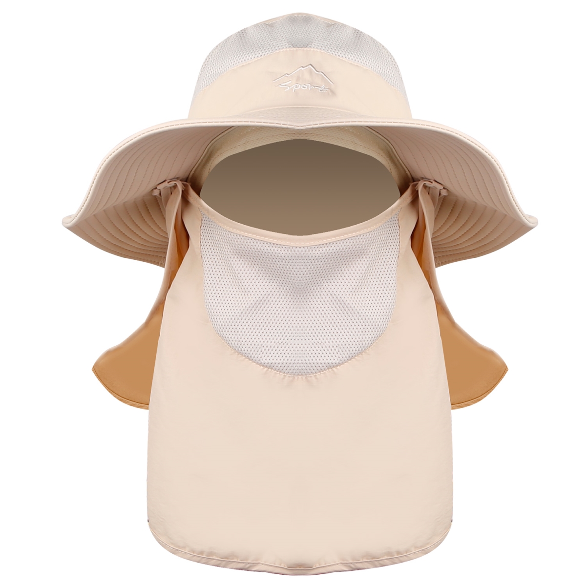 Picture of Fresh Fab Finds FFF-Beige-GPCT2477 Wide Brim Breathable Unisex Sunlight-Proof Removable Neck Face Fishing Cap&#44; Beige