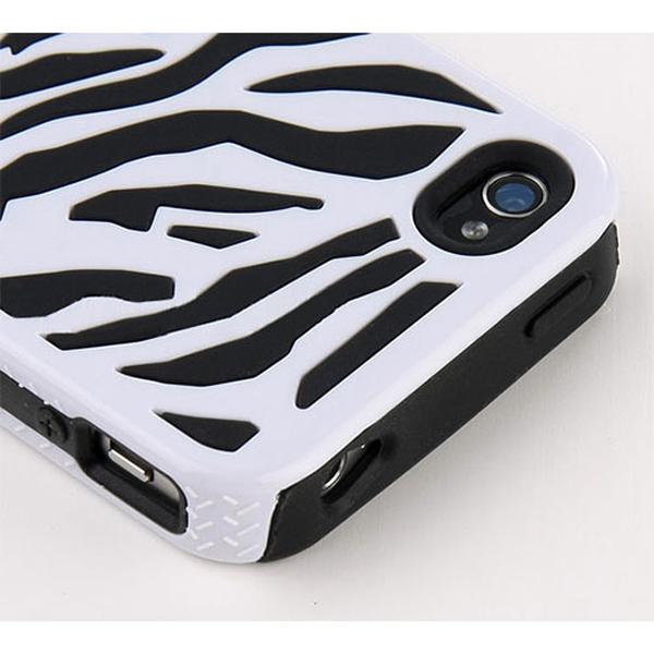 Picture of Fresh Fab Finds FFF-Black-GPCT271 White Zebra Combo Hard Soft Case Cover for iPhone 4 & 4S Silicone Armor Case&#44; Black