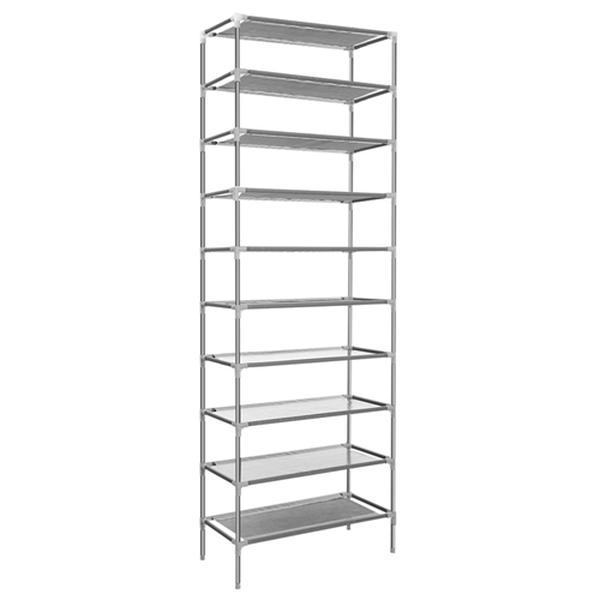 Picture of Fresh Fab Finds FFF-GPCT1842 27 Pairs Shoes Storage Organizer Stand Non-Woven Fabric Detachable 10 Tiers Shoes Rack Shelves&#44; Gray