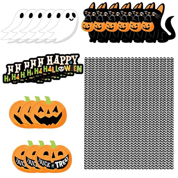 Picture of Fresh Fab Finds FFF-GPCT4286 Paper Straw Decor Happy Halloween Ghost Lantern Striped Decorative Straws Disposable Drinking Straws Halloween Party Supply&#44; Multi Color - 25 Piece