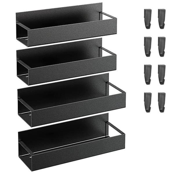 Picture of Fresh Fab Finds FFF-GPCT4037 Strong Magnetic Seasoning Storage Shelf with 8 Removable Hooks for Refrigerator&#44; Black - 4 Piece