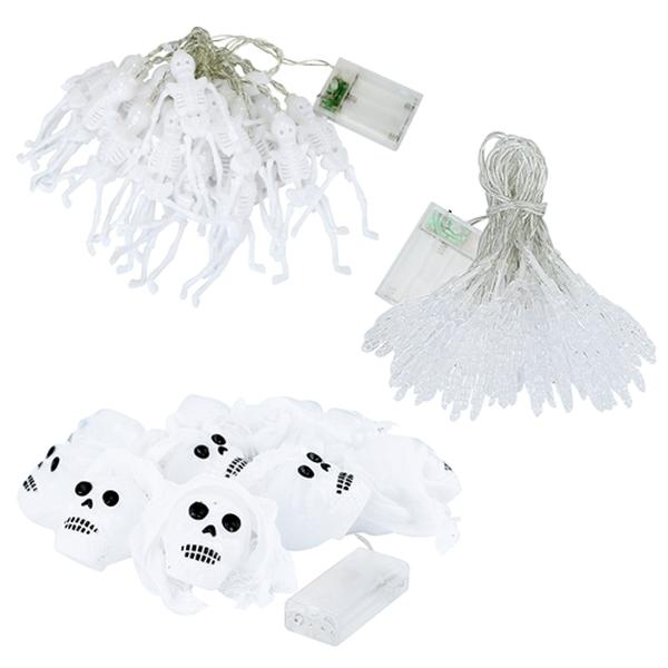 Picture of Fresh Fab Finds FFF-GPCT2285 50 LEDs 24 ft. Halloween Colorful 3D Gauze Skull String Lights Spooky Skeleton Ghost String Lights - 3 Piece