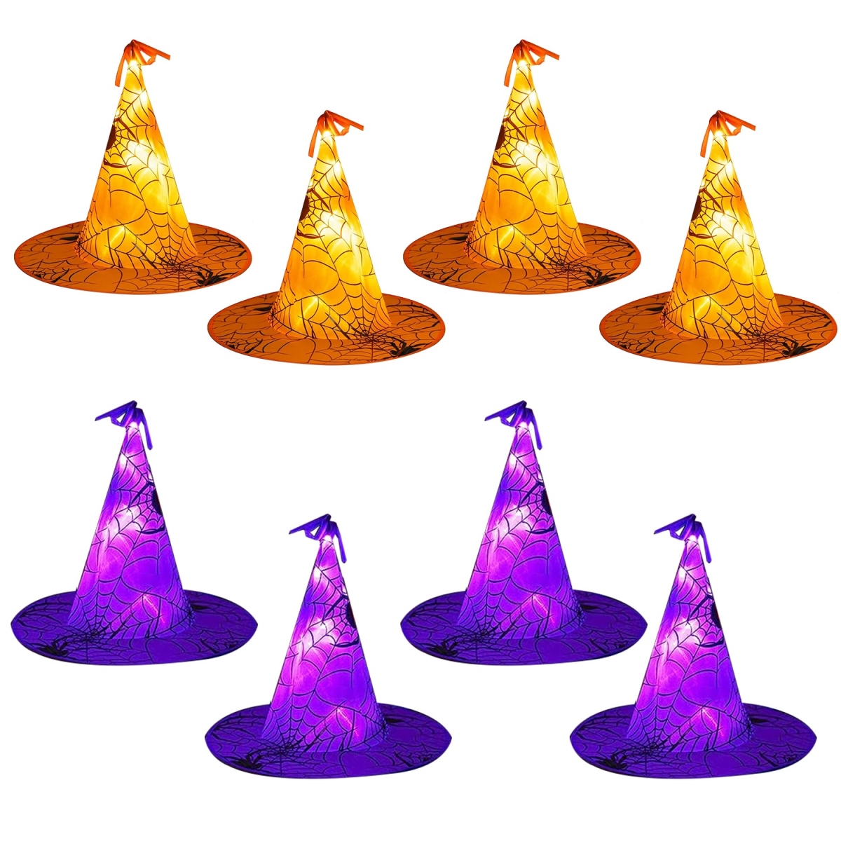 Picture of Fresh Fab Finds FFF-GPCT4276 13 ft. Witch Hat with Hanging String LED Light Halloween Decoration Battery Powered Remote Control Outdoor Indoor Halloween&#44; Multi Color - Pack of 8