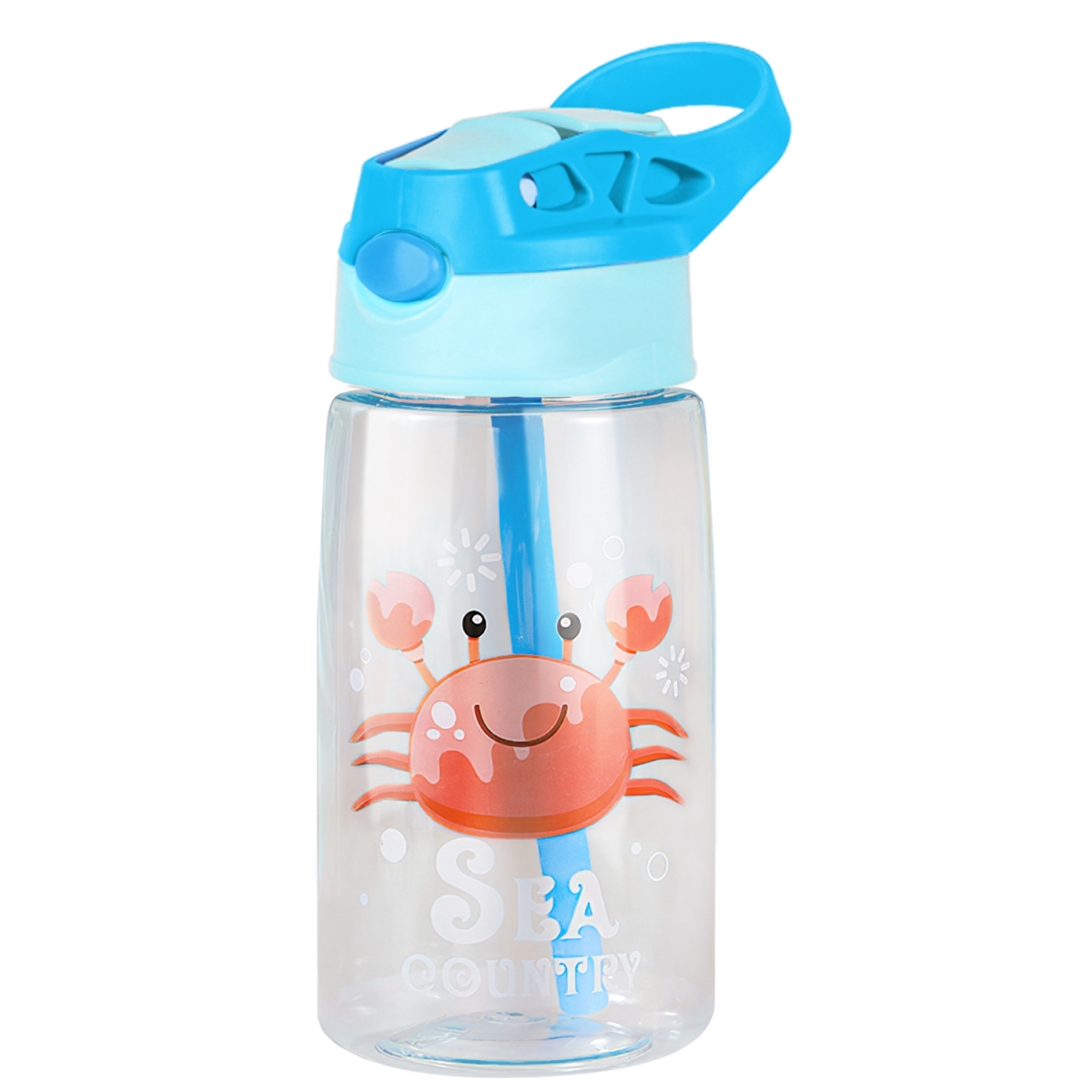 Picture of Fresh Fab Finds FFF-Crab-GPCT4287 16.2 oz Leak-Proof Kids Water Bottle with Straw Push Button Sport Water Bottle for Kids Crab Ship Jellyfish Rocket&#44; Crab - Unisex