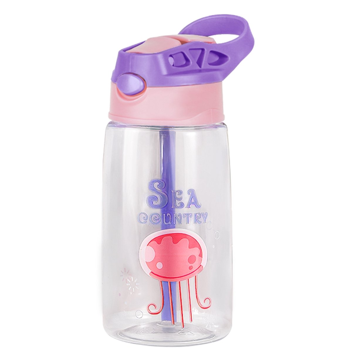 Picture of Fresh Fab Finds FFF-Jellyfish-GPCT4287 16.2 oz Leak-Proof Kids Water Bottle with Straw Push Button for Crab Ship Jellyfish Rocket&#44; Jellyfish - Unisex