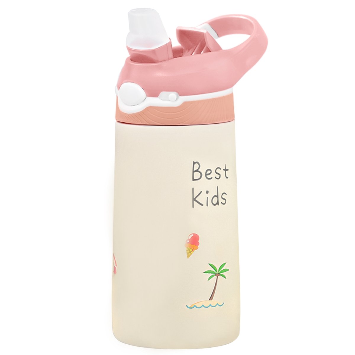 Picture of Fresh Fab Finds FFF-PinkBird-GPCT4288 13.5 oz Insulated Stainless Steel Leak-Proof Water Bottle with Straw Push Button Lock Switch Thermos Cup for Kids&#44; Pink - Unisex
