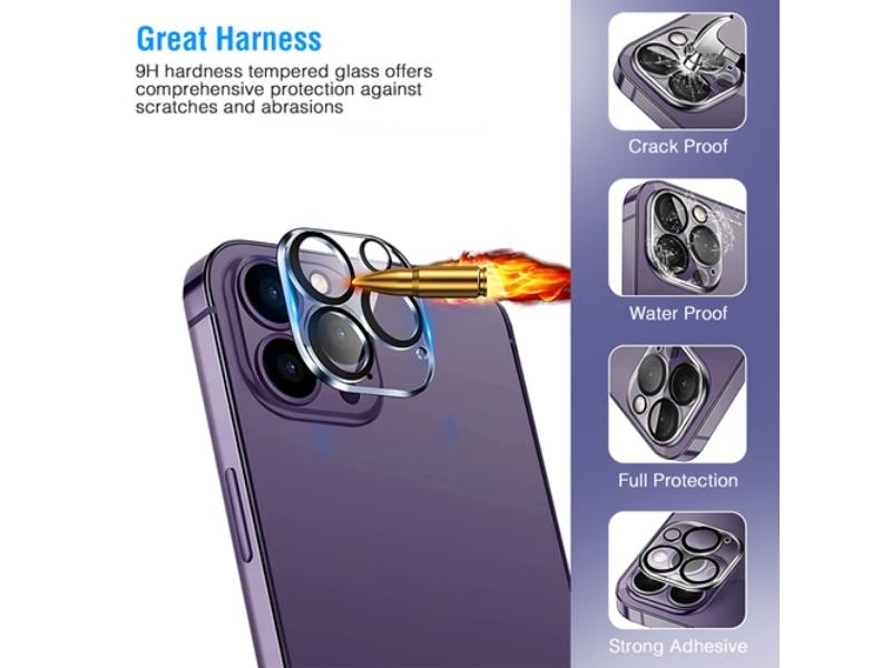 Picture of Fresh Fab Finds FFF-Lens-14Plus-2Pc-GPCT3895 Ultra HD 9H Hardness Tempered Glass Camera Lens Protectors Fit for iPhone 14-14Plus-14Pro-14Pro Max-13-13Pro-13Max-12-12 - Pack of 2 - Unisex