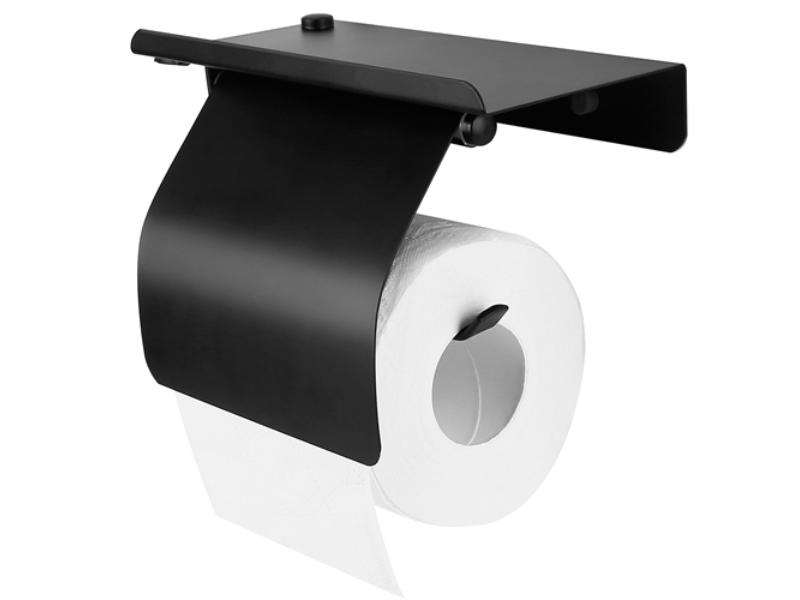Picture of Fresh Fab Finds FFF-GPCT3186 Wall Mounted Toilet Paper Holder with Phone Storage Rack Stainless Steel Toilet Roll Holder Tissue Holder&#44; Black - Unisex