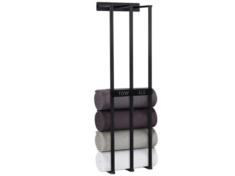 Picture of Fresh Fab Finds FFF-GPCT3917 Wall Mounted Towel Rack for Rolled Towels Bathroom Towel Holder Organizer Storage Shelf for Bath & Hand Towels&#44; Black - Unisex