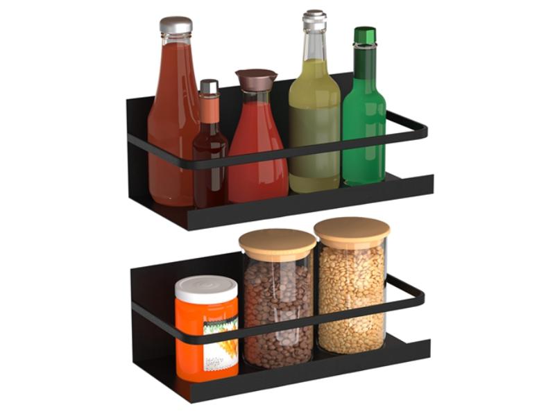 Picture of Fresh Fab Finds FFF-GPCT3761 Magnetic Spice Holder Rack Organizer Strong Magnetic Seasoning Storage Shelf for Refrigerator Microwave&#44; Black - Pack of 2 - Unisex