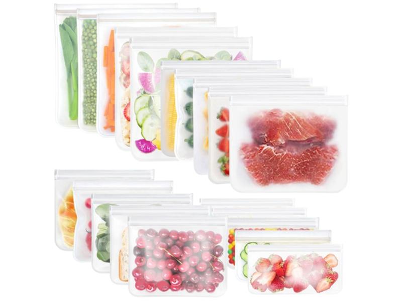 Picture of Fresh Fab Finds FFF-GPCT4443 Reusable Food Storage Bags with 5 Sandwich Snack Gallon Quart & Leakproof BPA Free Food Container Freezer Safe Lunch Bag - 20 Piece - Unisex