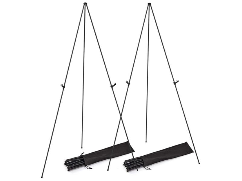 Picture of Fresh Fab Finds FFF-GPCT4360 Easel Stand for Display 61 in. Collapsible A Frame Tripod Easel Iron Alloy Drawing Stand & Wedding Poster Art Drawing Meeting with 2 Carry Bags&#44; Black - Pack of 2