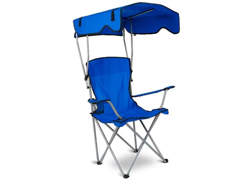 330 lbs Sun Protection Camping Lawn Foldable Beach Canopy Chair & Folding Seat with Cup Holder for Beach Poolside Travel Picnic, Blue - Unisex