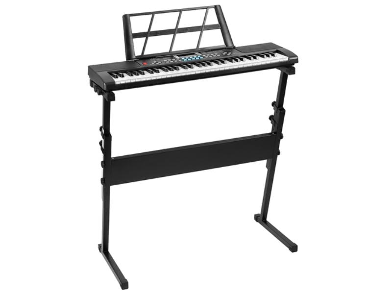 61 Keys Digital Music Electronic Keyboard Electric Musical Piano Instrument Learning Keyboard with Stand Microphone for Kids, Black - Unisex