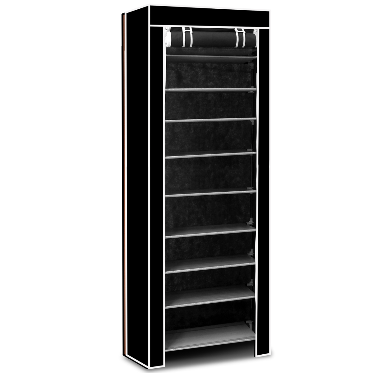 Picture of Fresh Fab Finds FFF-Black-GPCT1356 10 Tiers DIY Dustproof Easy Assemble Tidy Shoe Rack Non-Woven Fabric Holding Shoes Cabinet & Rack&#44; Black - 27 Pair - Unisex