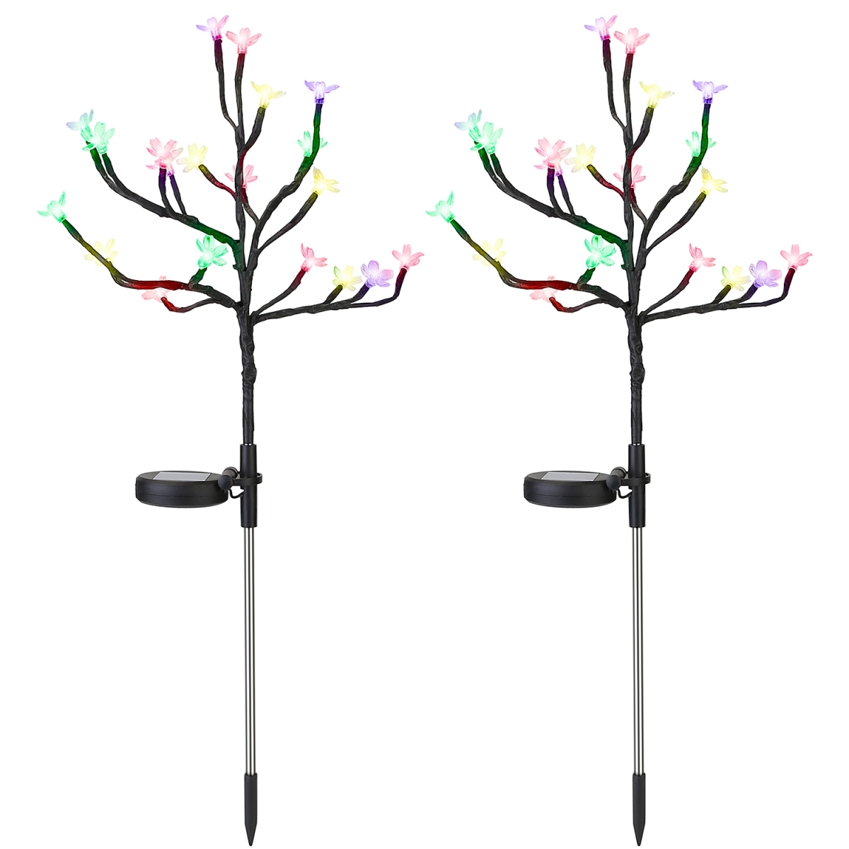 Picture of Fresh Fab Finds FFF-GPCT3374 Outdoor Solar Light Cherry Blossom Flower Landscape Light Yard Stake Decor Lamp&#44; Black - 2 Piece - Unisex