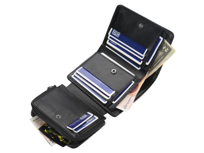Picture of Fresh Fab Finds FFF-GPCT3333 Men Leather Wallet for ID Card Holder Purse Trifold Clutch Money Zipper with ID Window&#44; Black