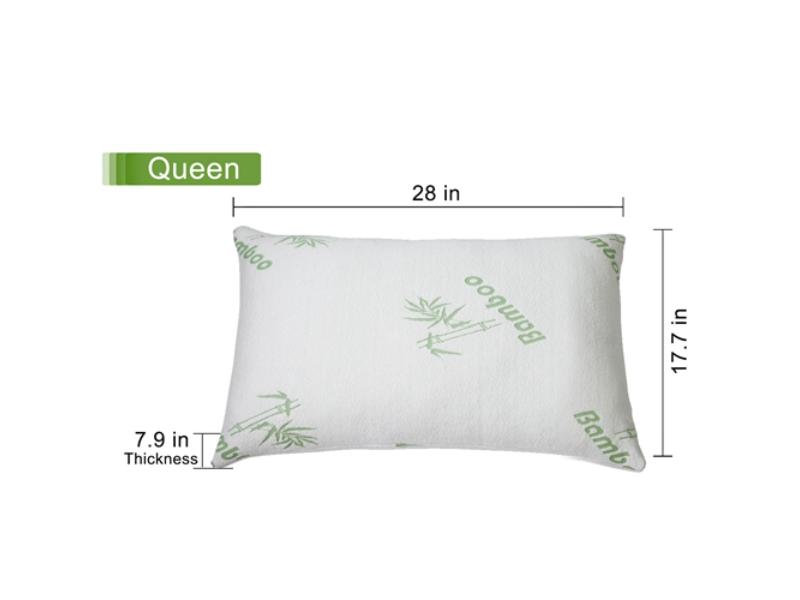 Queen Size Bamboo Memory Foam Hypoallergenic Bed Pillow for Head Neck Rest Sleeping Shredded Pillow with Washable Cover, White - Unisex