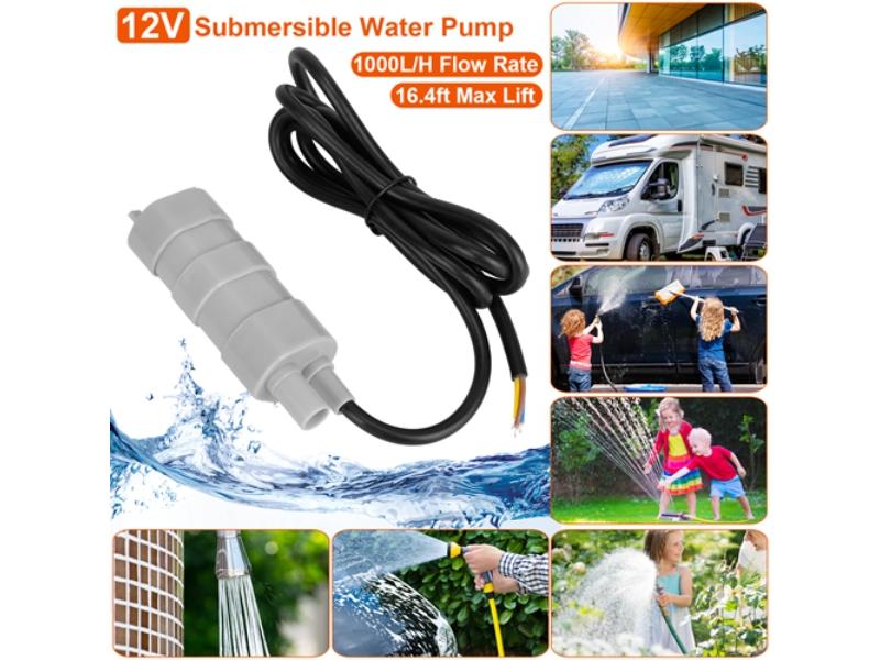 Picture of Fresh Fab Finds FFF-GPCT3549 16.4 ft. 12V Submersible Water Pump with Lift 1000L-H Flow Rate for Garden Sprinklers Lawn Shower Tour Vehicles&#44; Grey - Unisex