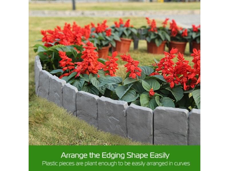 FFF-GPCT1362 Cobbled Stone Effect Plastic Garden Lawn Border Edging - 20 Piece - Unisex