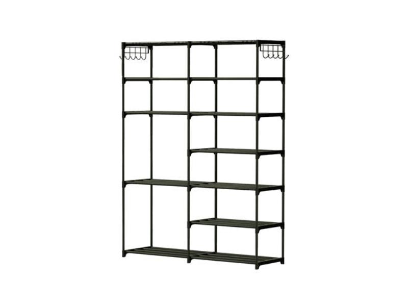 Picture of Fresh Fab Finds FFF-7-4-GPCT3931 7 Tiers Plus 5 Tiers Shoe Rack with Metal Storage Shelf Free Standing Large Shoe Stand&#44; Tower Unit Tall & Organizer with 2 Hooks for Entryway&#44; Black - 24 Pair