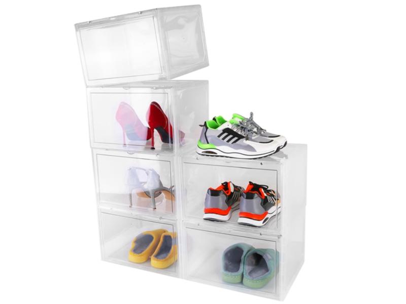Picture of Fresh Fab Finds FFF-Clear-GPCT3539 Collapsible Stackable Storage Bin Transparent Dustproof Hard PP Shoe Box & Organizer Container with Magnetic Door&#44; Clear - Pack of 6 - Unisex