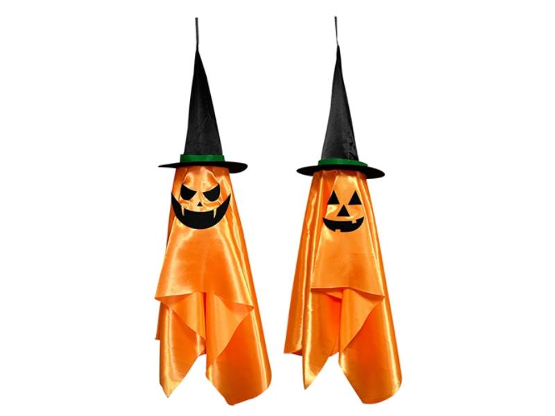 Picture of Fresh Fab Finds FFF-GPCT4338 Hanging Ghosts with Wizard Snicker Scary Face Halloween Party Hanging Decorations Pumpkin Wizard Hat for Eave Tree Porch&#44; Orange - Pack of 2 - Unisex