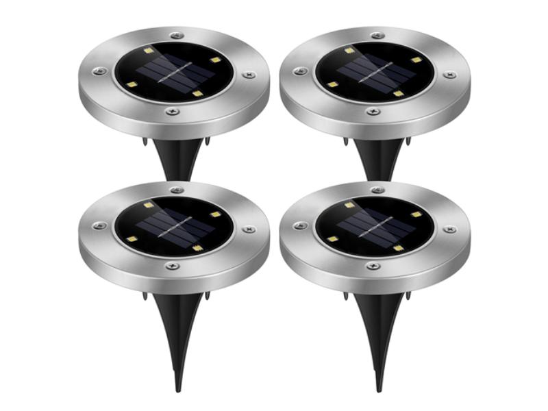 Picture of Fresh Fab Finds FFF-GPCT2116 4 LED Solar Ground Light Waterproof Buried Light In-Ground Path Deck Lawn Patio Light&#44; Black - 4 Piece - Unisex