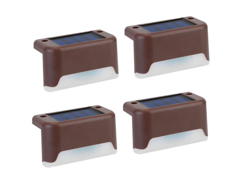 Picture of Fresh Fab Finds FFF-Brown-White-GPCT2959 Solar Powered LED Step Lights Outdoor IP55 Waterproof Dusk to Dawn Sensor Fence Lamps for Stairs Yard Railing&#44; Brown - 4 Piece - Unisex