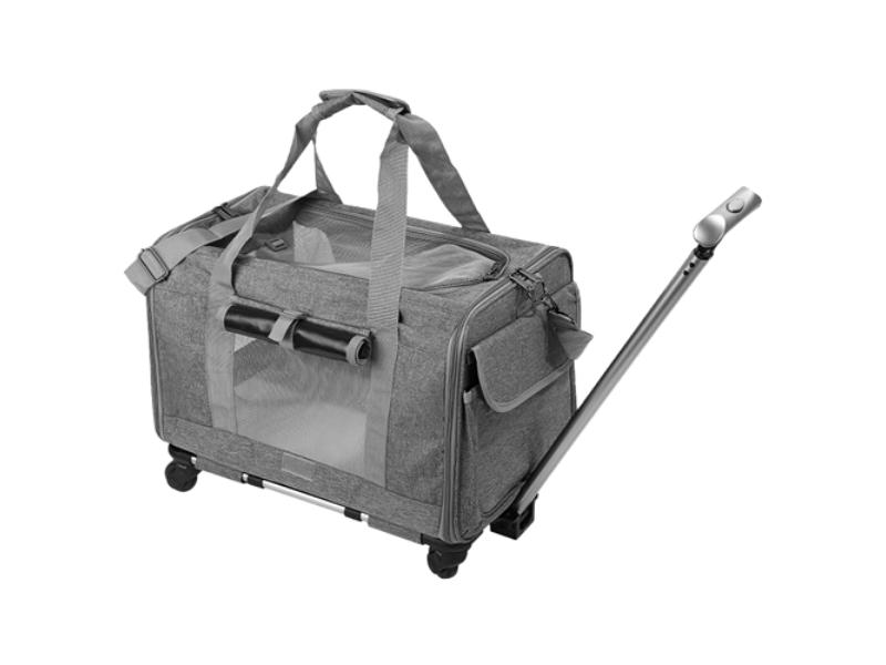 Picture of Fresh Fab Finds FFF-Grey-GPCT4001 Cat & Dog Carrier with Wheels Airline Approved Rolling with Telescopic Handle Shoulder Strap&#44; Gray