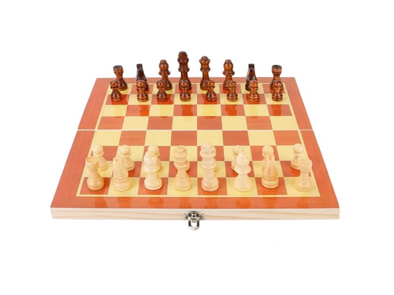 Picture of Fresh Fab Finds FFF-GPCT3206 11.3 x 11.3 in. Folding Set Portable Travel Wooden Chess Set with Wooden Crafted Pieces Chessmen Storage Box Board Game&#44; Multi Color