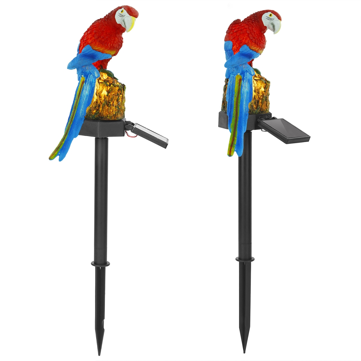 Solar Powered Parrot IP65 Waterproof LED Parrot Landscape Lamp Decorative Lawn Garden Light for Yard Driveway Walkway Patio, Black & Red