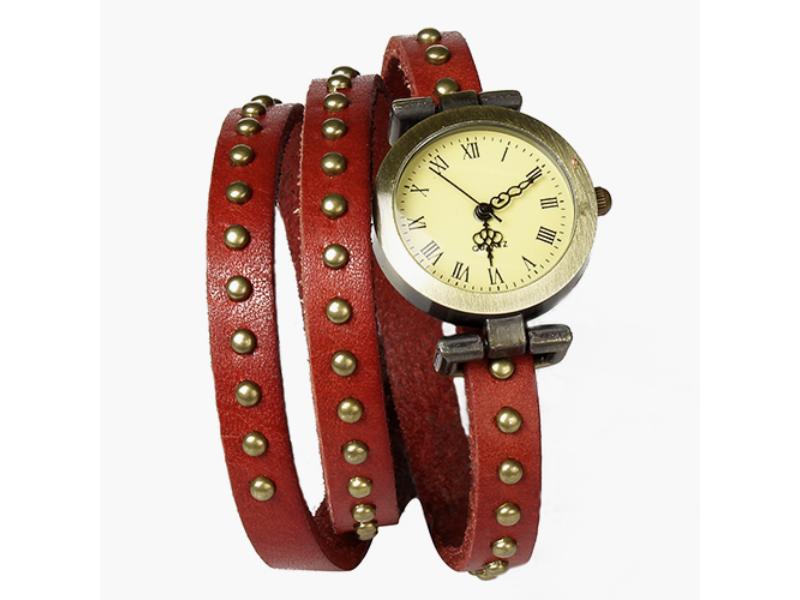 Picture of Fresh Fab Finds FFF-OrangeRed-GPCT426 Fashionable Rivet Leather Belt Retro Watch Hand Chain&#44; Orange & Red