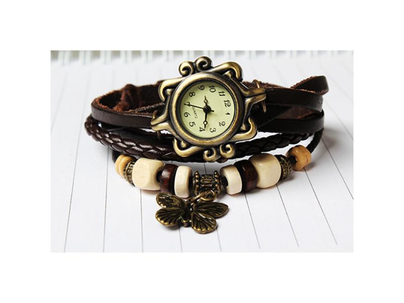 Picture of Fresh Fab Finds FFF-Brown-GPCT408 Vintage Bohemian Handmade Leather Quartz Wrist Fashion Womens Watch&#44; Brown