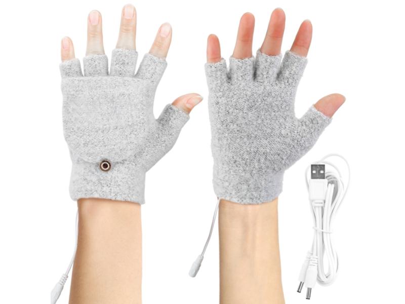 Picture of Fresh Fab Finds FFF-Grey-GPCT3268 USB Wool Mitten Half Fingerless Glove Electric Heated Gloves for Laptop & PC&#44; Gray