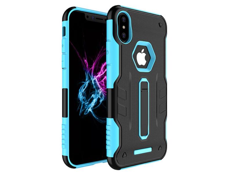 Picture of Fresh Fab Finds FFF-Aqua-BLK-GPCT1036 Rugged for iPhone X Drop-Protection Phone Case with Kickstand Heavy Duty Dual Layers Phone Protective Cover&#44; Aqua & Black