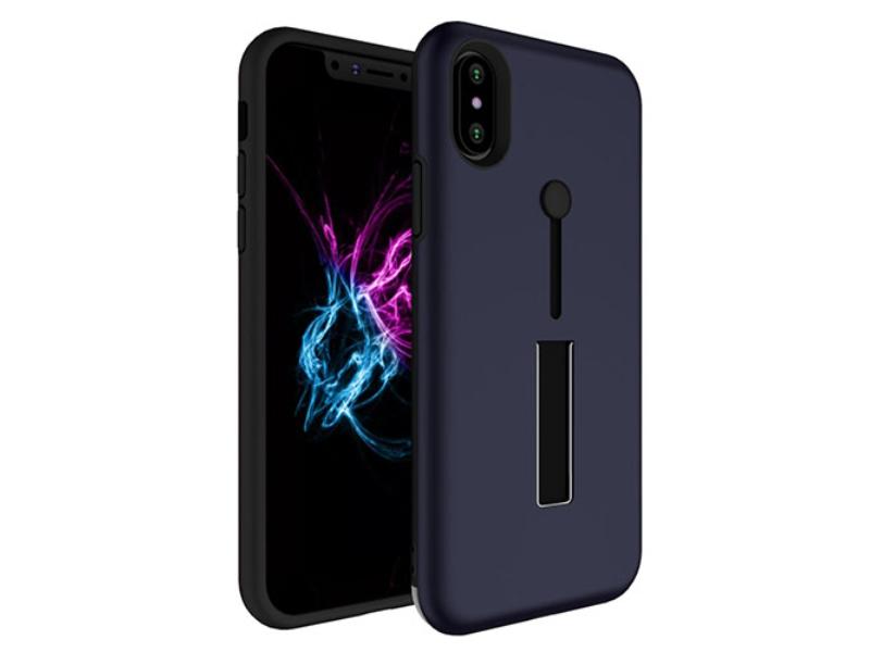 Finger Strap for iPhone X Drop-protection Finger Ring Rugged Phone Case with Kickstand Dual Layer Case, Royal Blue