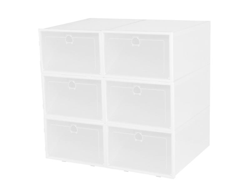 Picture of Fresh Fab Finds FFF-White-GPCT3162 Collapsible Box Stackable Storage Bin Transparent Dustproof PP Shoe Organizer Container&#44; White - 6 Piece