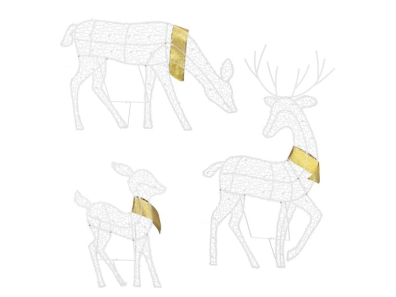 Reindeer Family Lighted 2D Deer Decoration Warm Yellow Light 3 Lighting Modes Buck Doe Fawn Indoor Outdoor Christmas Decoration - Set of 3