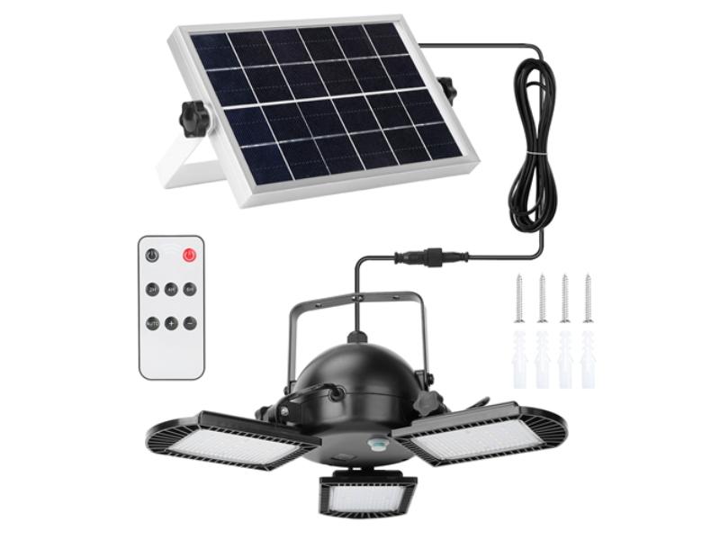 Picture of Fresh Fab Finds FFF-GPCT3378 IP65 Waterproof Shed Light 120 deg Adjustable Garage Light with 3 Timing Modes 4 Brightness Levels Remote Control Solar Pendant Lights for Patio Porch