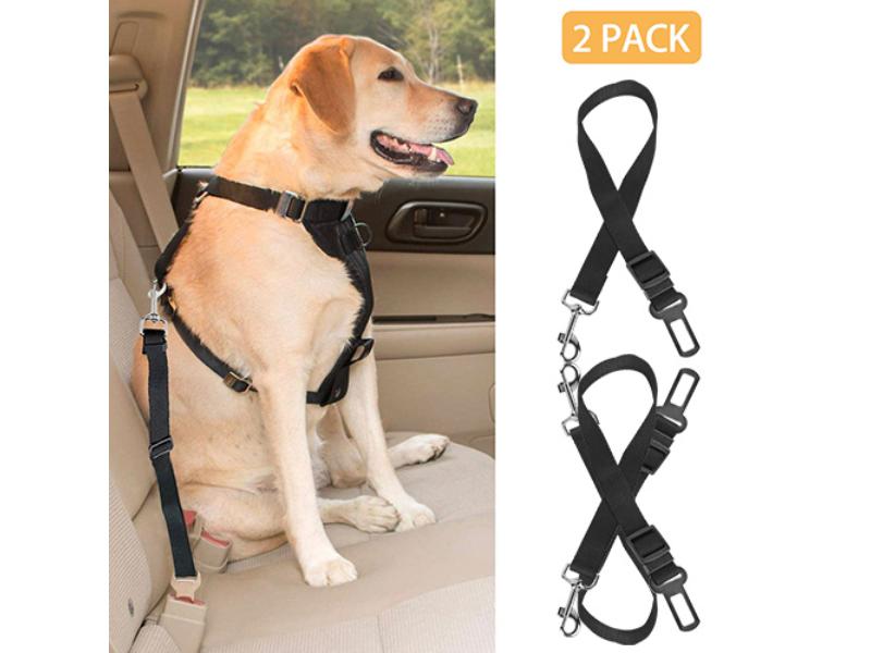Picture of Fresh Fab Finds FFF-GPCT1233 Seat Belt Leash Adjustable Vehicle Nylon Fabric Seatbelt Strap Dog & Cat Safety Leads Harness - 2 Piece